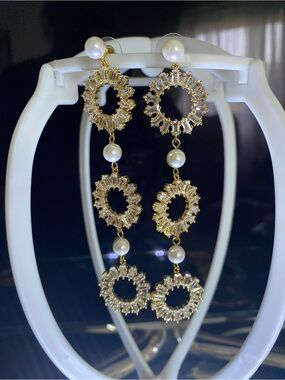 Jade Oí Studio- Gold Hoop Drop Statement Bridal Earrings